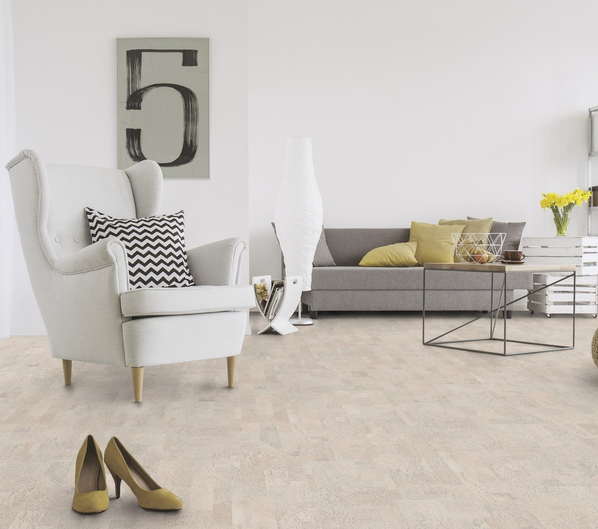 Korková podlaha plovoucí Premier Cork Parketa bílá