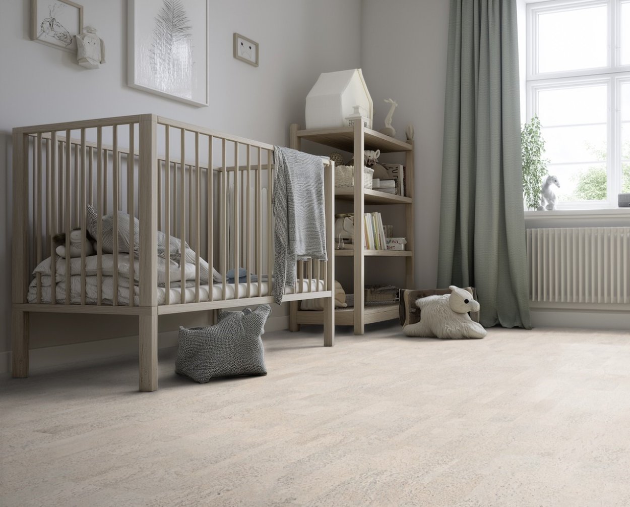 Korková dlaždice lepená Premier Cork Parketa bílá