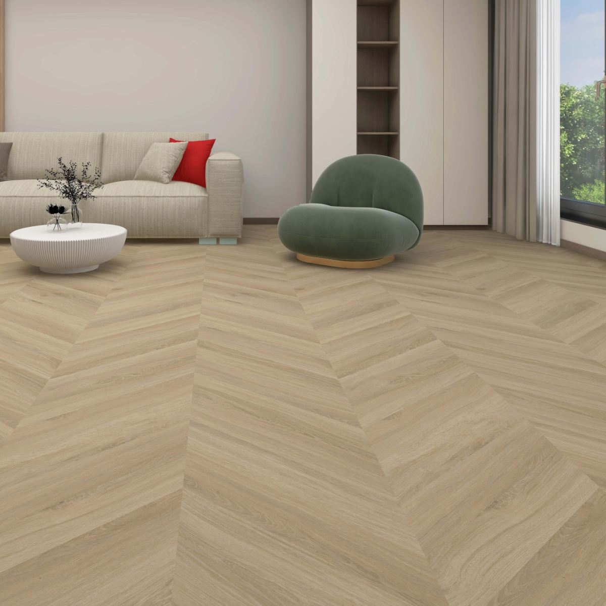 Vinylová podlaha plovoucí Contours  Almond - Chevron